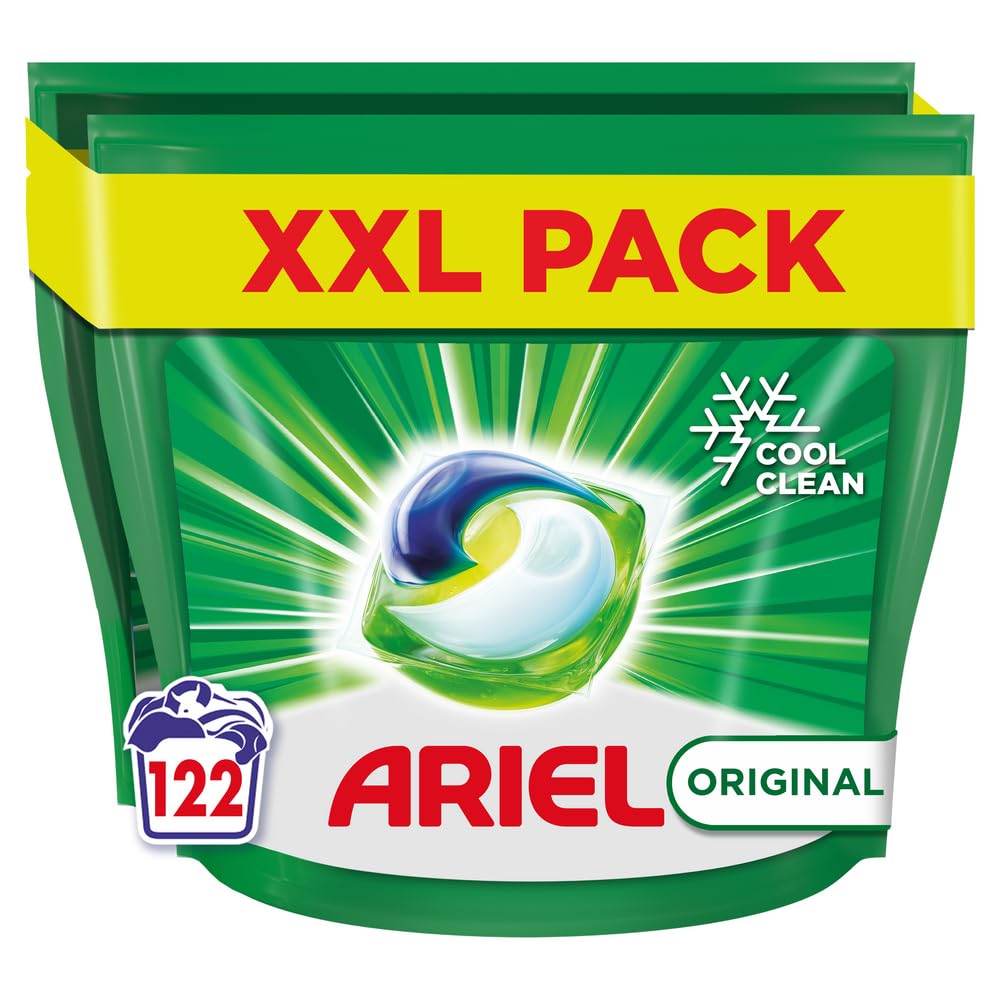 Ariel All-in-1 PODS Laundry Detergent Washing Liquid Tablets/Capsules, 122 Washes (61x2), Original, Brilliant Stain Removal and Freshness Even in A Cold Wash