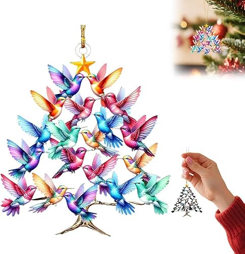 Adorno acrílico 2D de Navidad de colibrí, adorno de colibrí apilado para Navidad, adornos coloridos de invierno para decoración del hogar (color B)