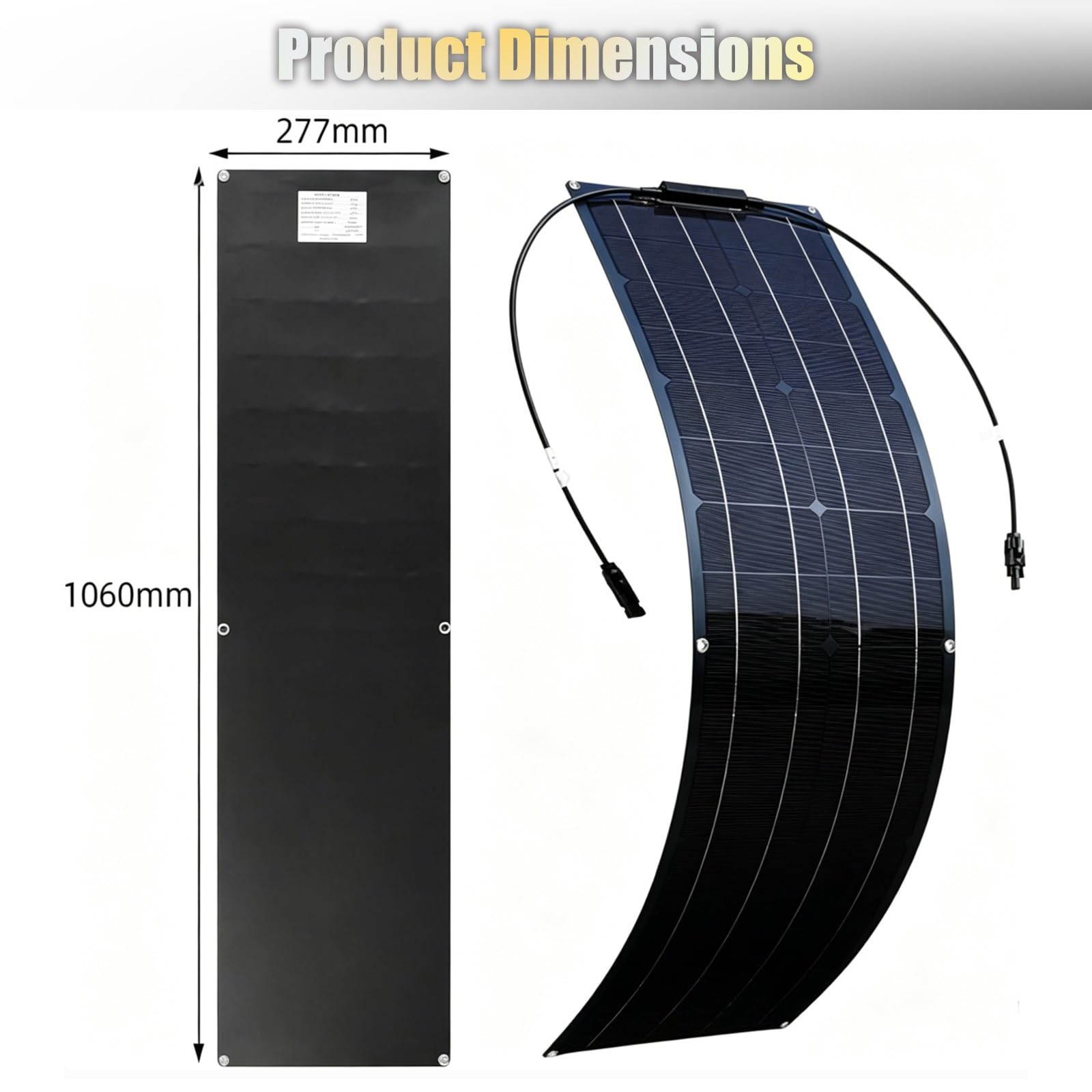 Placa Solar Flexible 200W 400W 800W Panel Solar Monocristalino Fotovoltaico Impermeable para Autocaravana Caravana Barcos Techos Casa Remolques Cargar 12V Bateria y Superficies Irregulares(B,400W)