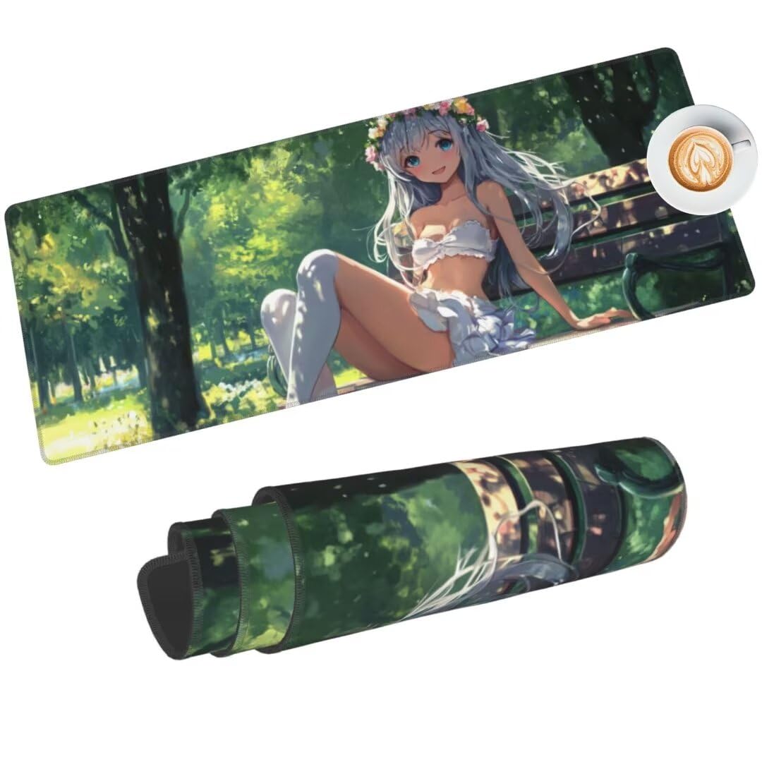 Podkładka pod mysz anime 150 x 80 cm, duża podkładka pod mysz, wodoodporna wróżka, podkładka pod mysz XXL, gamingowa podkładka pod mysz z antypoślizgową gumową podstawą podkładki pod mysz na akcesoria