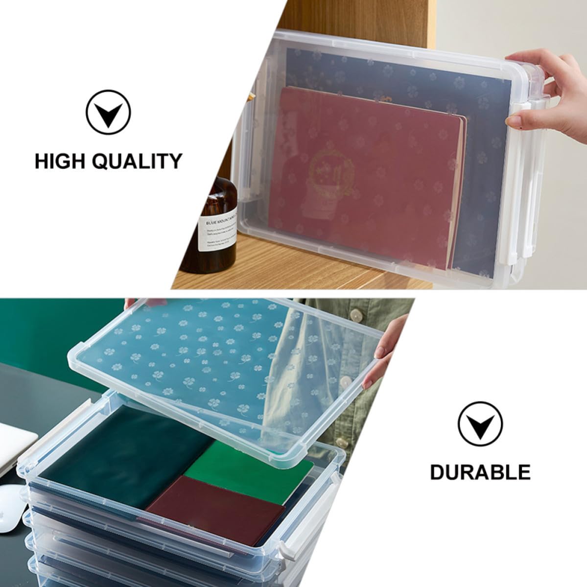 Ipetboom Scatola Trasparente per Documenti in Plastica Pp Multistrato, Resistente All'acqua e Portatile, Organizer per Ufficio e Soggiorno per Riviste e Fogli