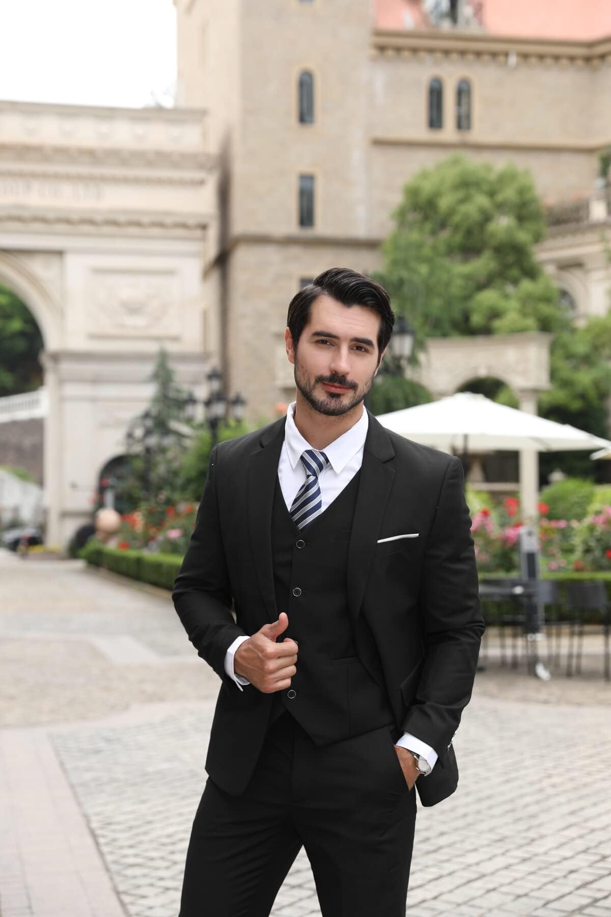 Allthemen Anzug Herren Slim Fit 3 Teilig Anzüge Modern Herrenanzug 3-Teilig Sakko Hose Weste für Business Hochzeit