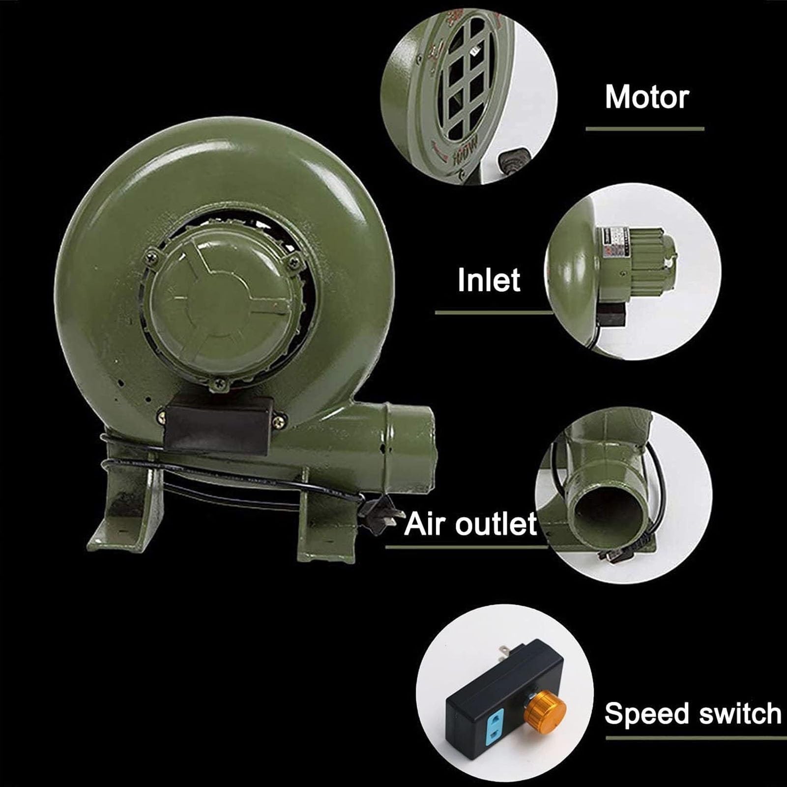 Blacksmith Forges Cooking BBQ Blower, wentylator do grilla odśrodkowego, kompaktowa i energooszczędna dmuchawa powietrza, z regulatorem (80 W)