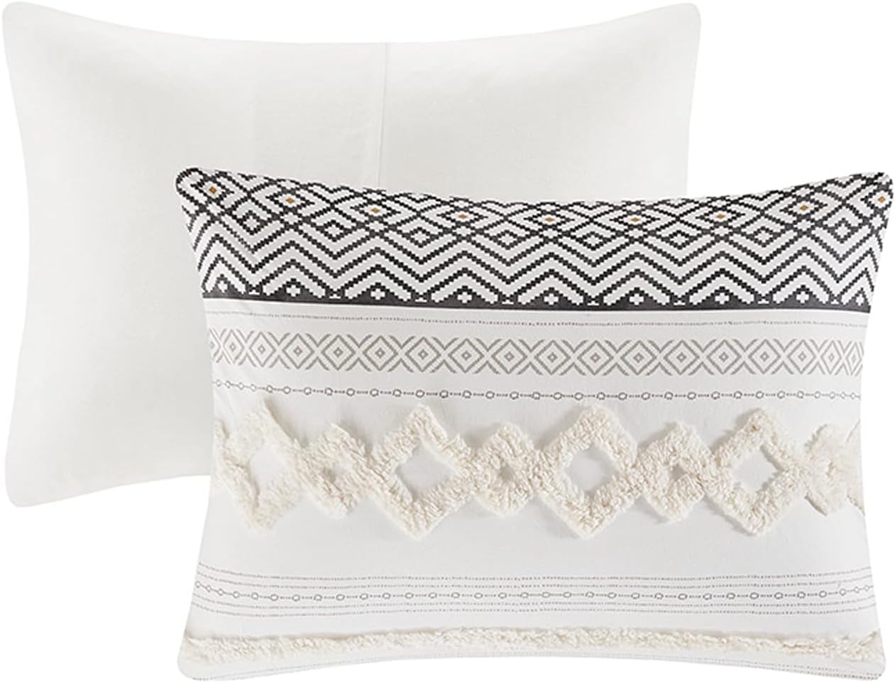 Cotton Farmhouse Comforter Set, King Size Boho Bedding Sets, Dual-Sided Neutral Modern Design, Clipped Jacquard Stripes 3-Pieces /W Matching Pillow Shams (104x90 Inches,Ivory) : Home & Kitchen