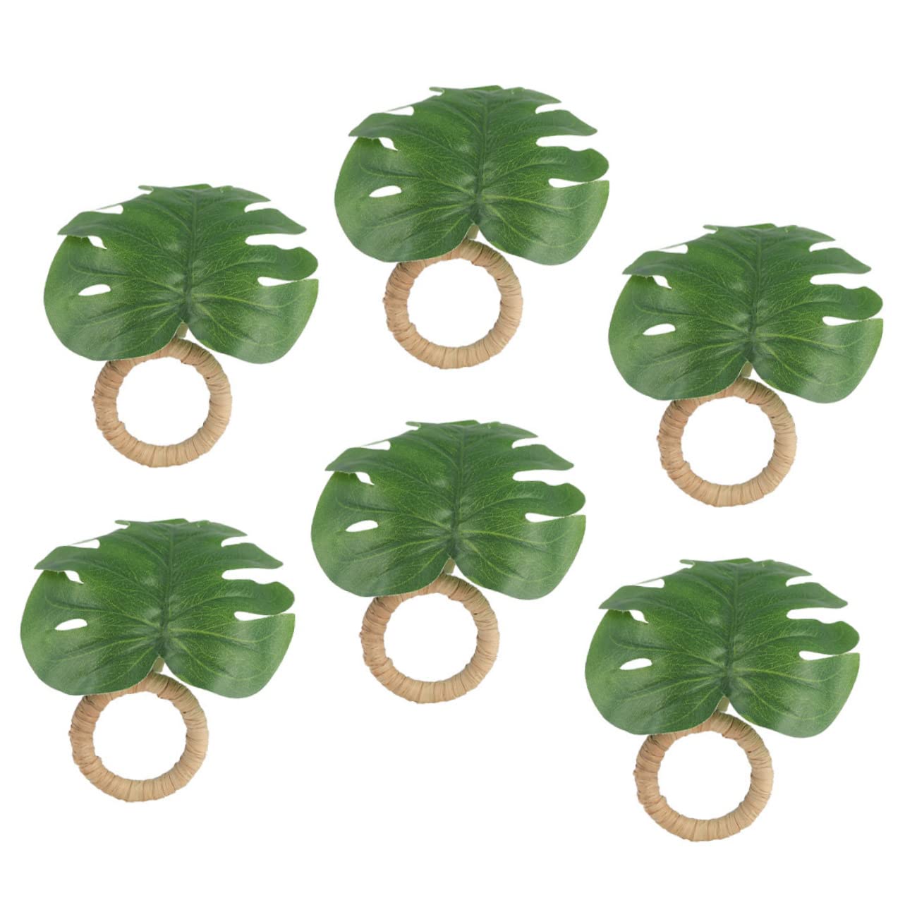 2 Set Portatovagliolo Vegetazione Portatovaglioli Per Tavoli Fiesta Arredamento Con Naturale Lascia Portatovaglioli Fibbia Del Tovagliolo Del Tavolo Da Pranzo Cannuccia 6 Pezzi*2
