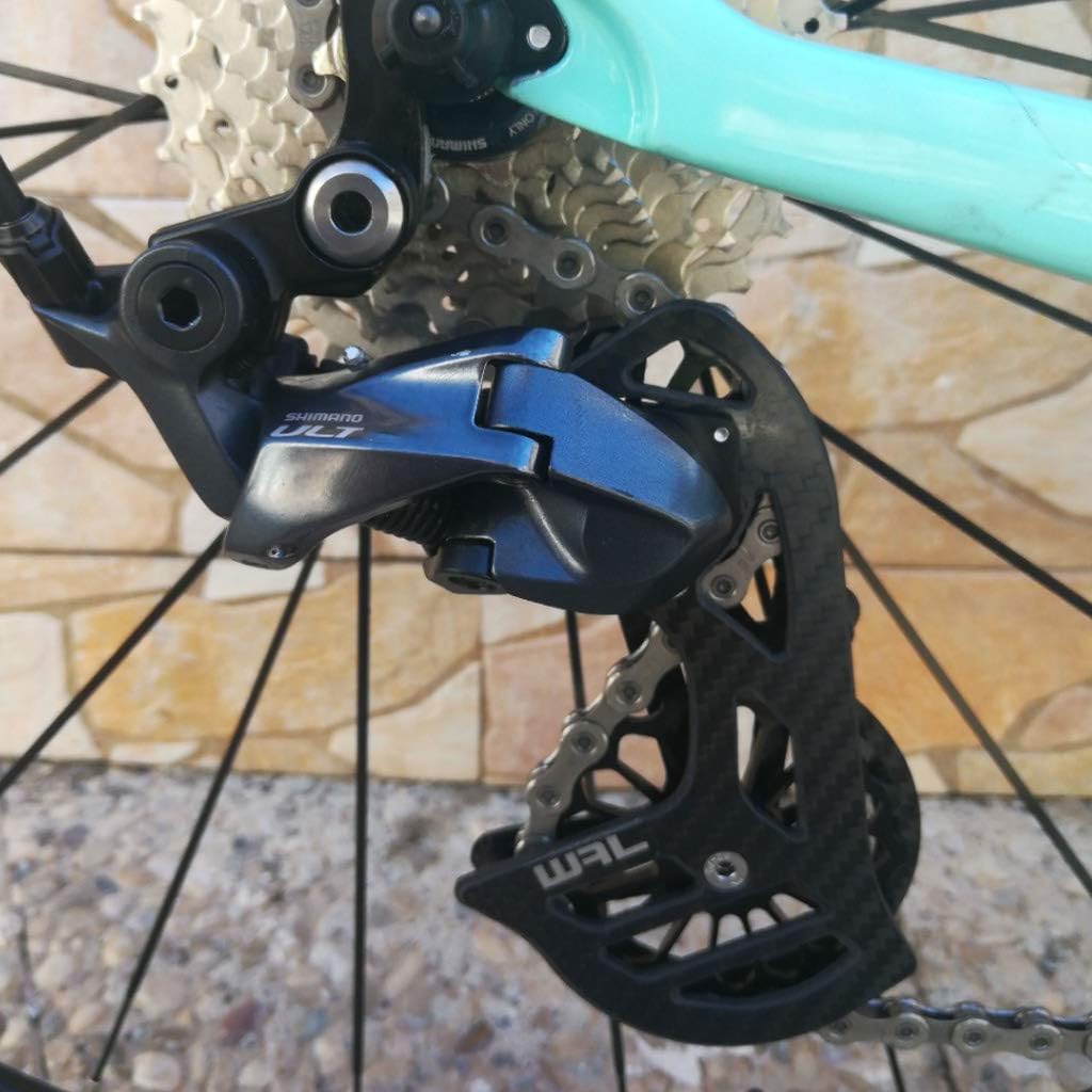 Bicycle Carbon Fiber Ceramic Rear Derailleur 17T Pulley Guide Wheel Accessories Bicycle Rear Derailleur Cable, Red-A