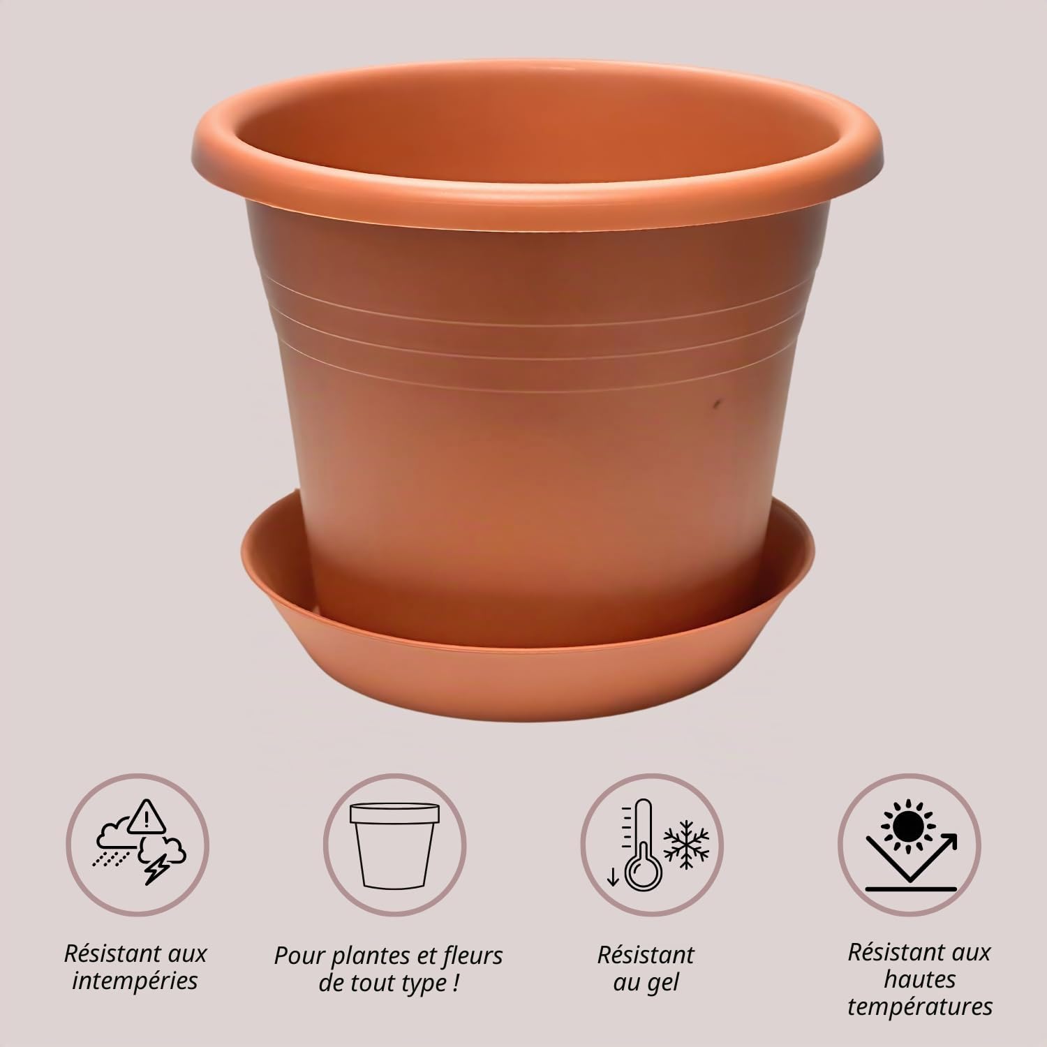 Tomaino - Pot pour Plantes d'Extérieur en Plastique, 2 pièces + Sous-pot de Diverses Tailles pour Intérieur, Maison, Balcon, Orchidée, Avocat, Jardin, Bureau (Ø 40 cm)
