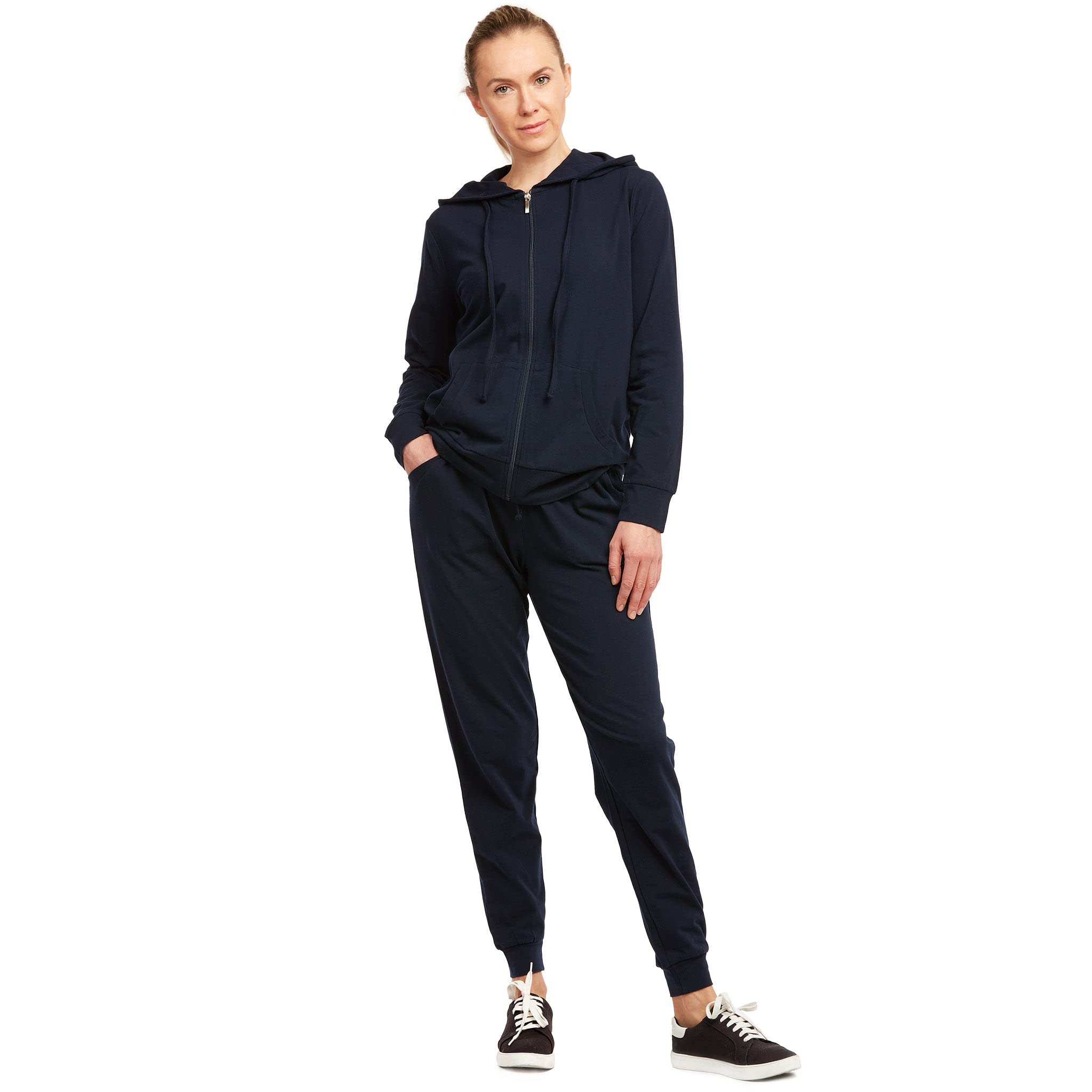 Sofra Women's Thin Cotton Zip Up Hoodie Jacket