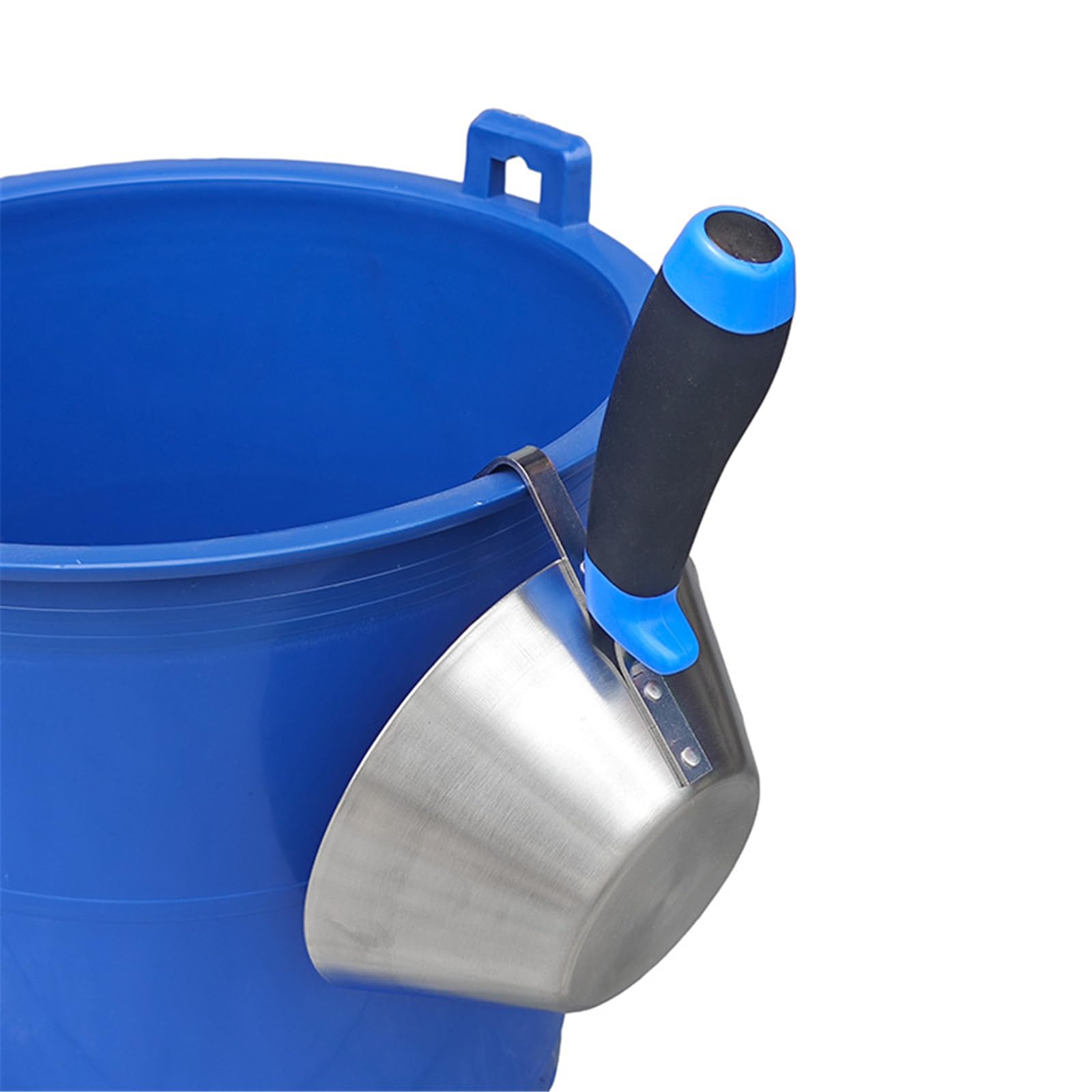 Bandeja de mortero para enlucido de paredes en acero inoxidable, recipiente cónico de 18 cm con de agarre para trabajos de transporte y acabado de cemento de mano Uso de bandeja de mortero, de
