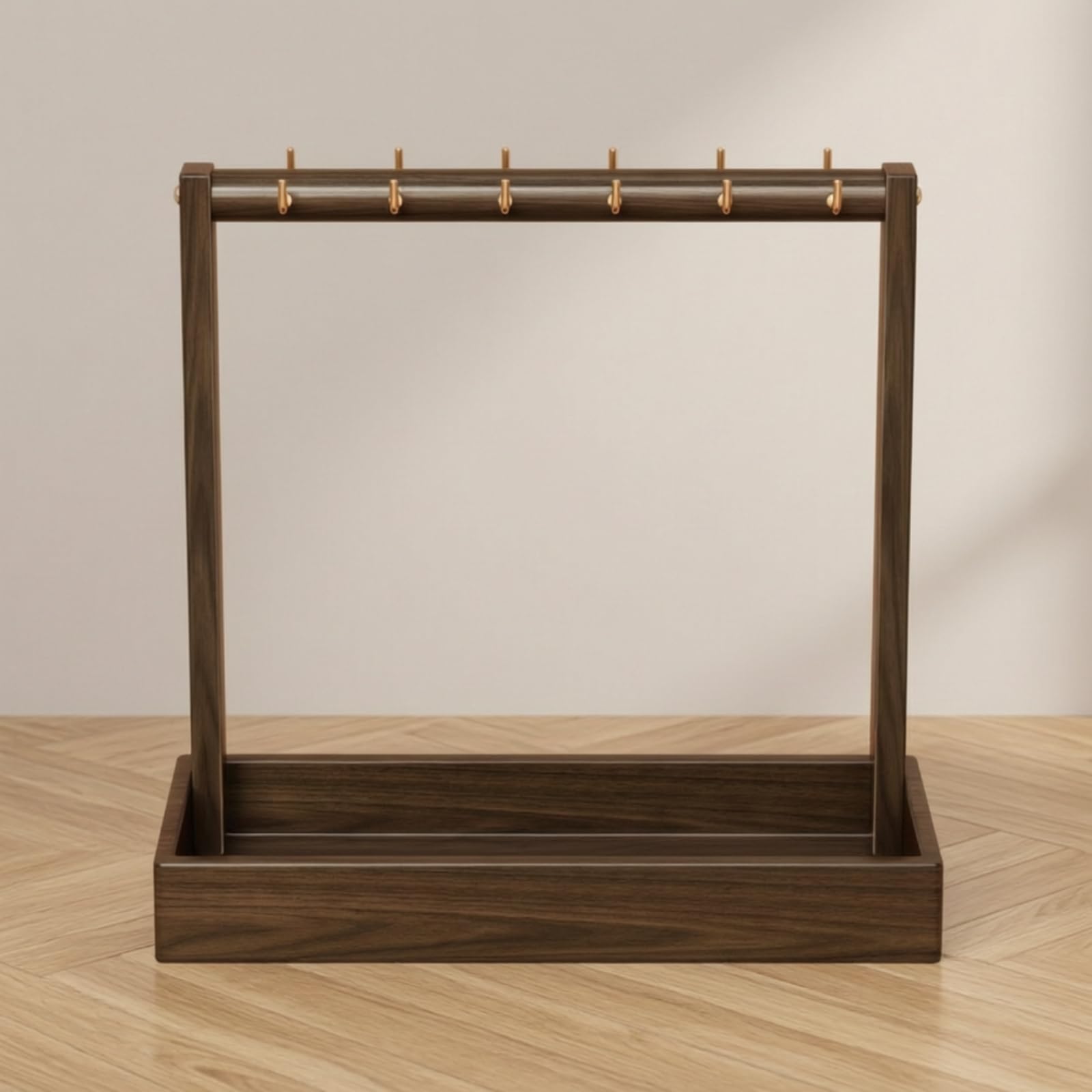 Rack Organizador Madera con Ganchos Compacto Organizador Entrada con 12 Ganchos Práctico Repisa Organizadora para Dormitorio, Con, Sin Fieltro