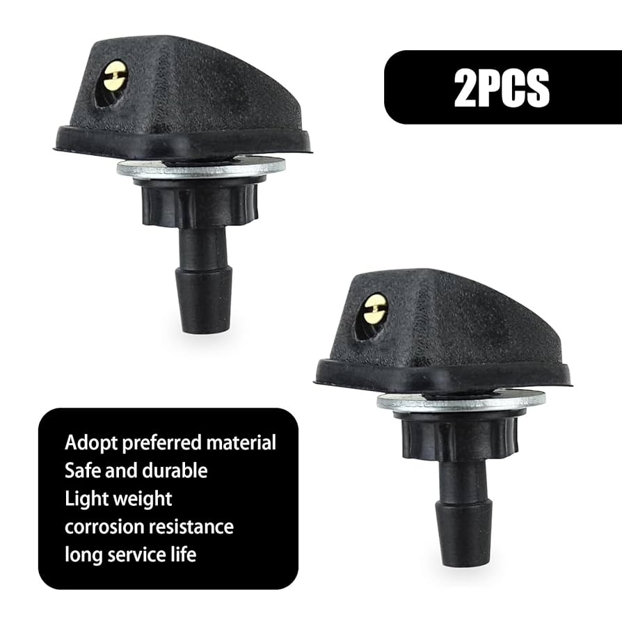 Hypersonic Aluminum Car Windshield Washer Sprayer Vehicle Nozzle Black 2PCS
