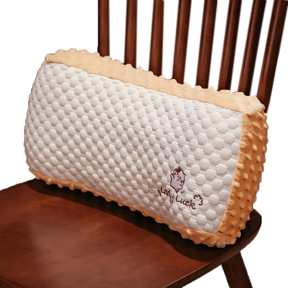 Tingting's Dream Cartoon Soft Lumbar Pillows Memory Foam Office Chairs Lumbar Support Pillow Home Chair Back Cushion Car Waist Pillow (Light Brown, 42×18×10CM/16.54"×7.06"×3.94")