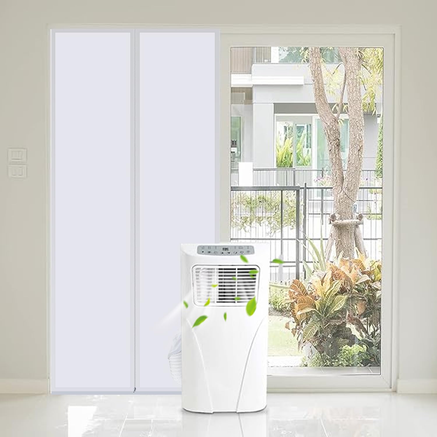 Joint de Porte, Joint de Porte de Climatisation Portable, avec Rallonge de Tuyau Cousue, Joint Climatisation avec Fermeture Éclair (90×210cm)