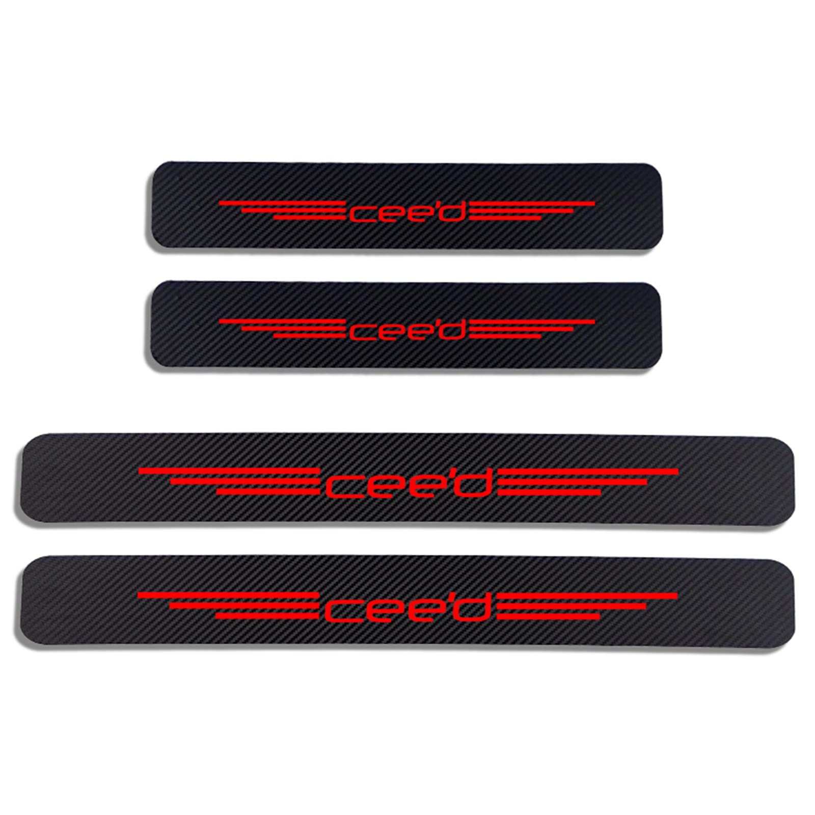Eagleg Red Car Door Sill Protector For K-Ia Ceed 4Pcs Car Door Sill Scuff Plate Carbon Fiber Stickers Accessories,