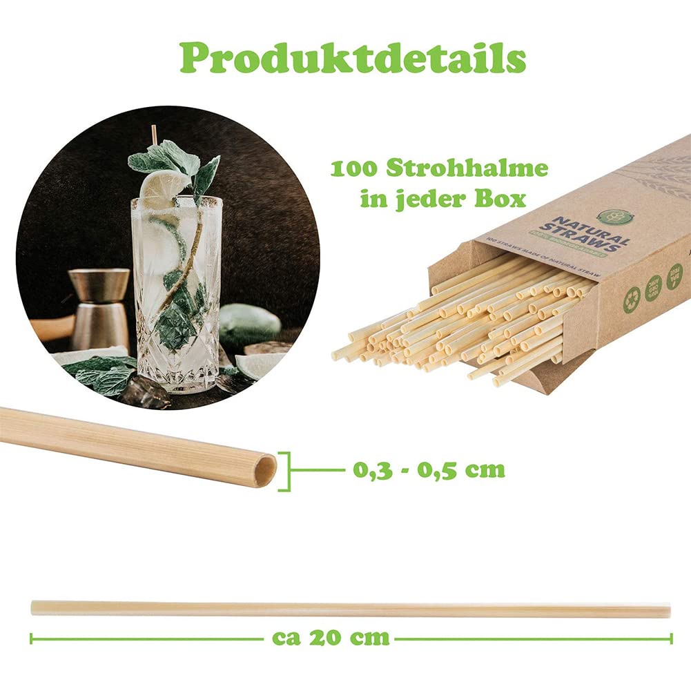 100 Stück Papier Strohhalme Weiß - 20cm Biologisch Abbaubar - Für Party, Geburtstag & Hochzeit