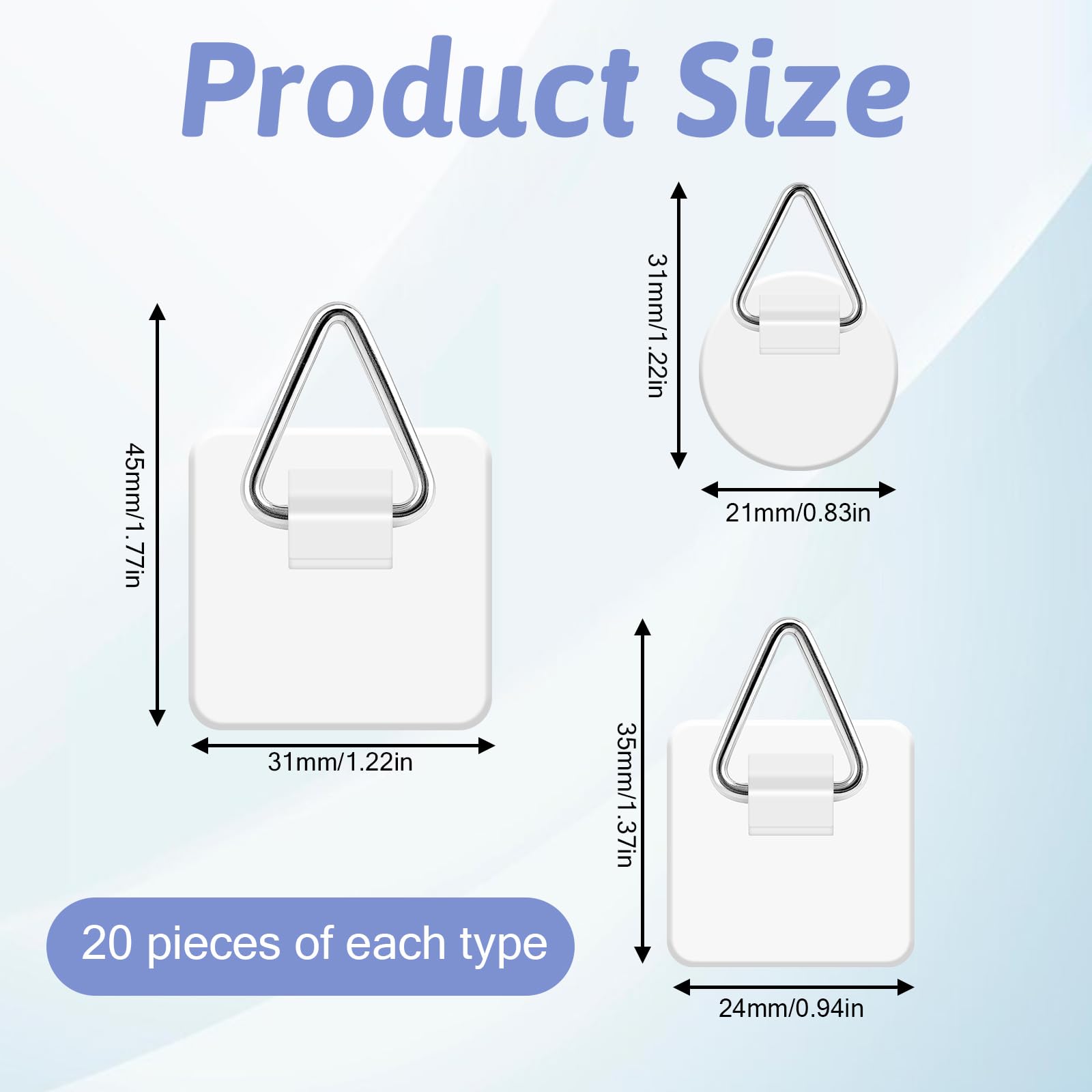 45-Pack Invisible Adhesive Picture Hangers – No Nail Sticky Hooks For Frames, Photos, Bathroom, Kitchen, Closet, And Door – 3 Sizes (Round & Square)