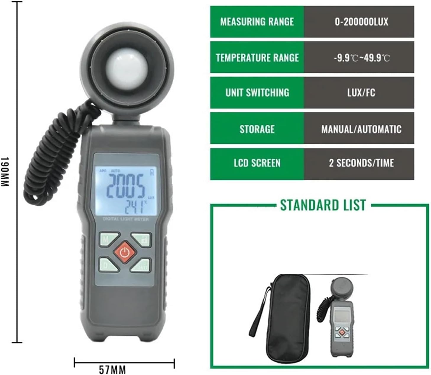 Light Meter, Mini Light Meter Digital Professional Luxometer 199900Lux 19999FC Illuminometer 120 ° Angle Photometer Lux,Light Meter Photography