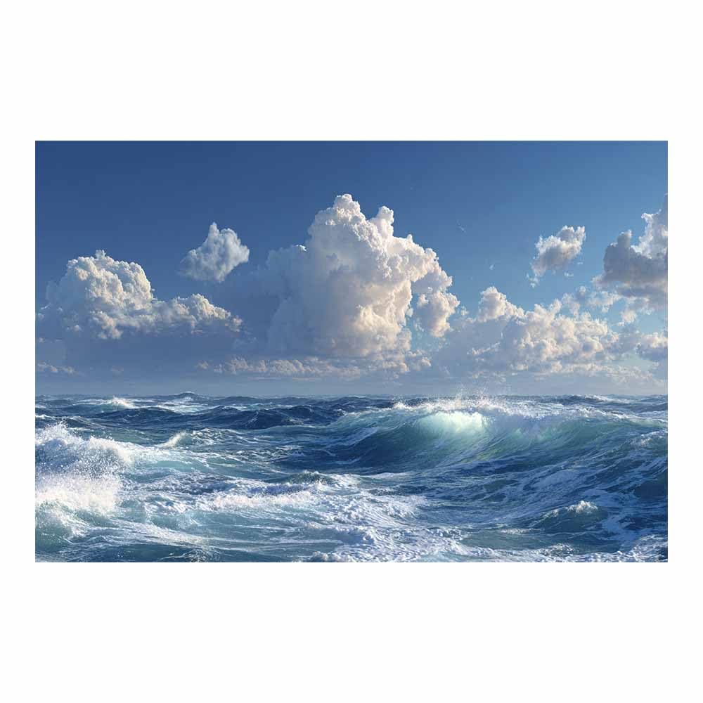 HOQIU Beautiful wall art Blues Ocean Waves Viewss canvas artwork for wall, art prints, For living room, bedroom, bathroom, dining room, painting and decor.(Multicolor)-60x80cm Unframed