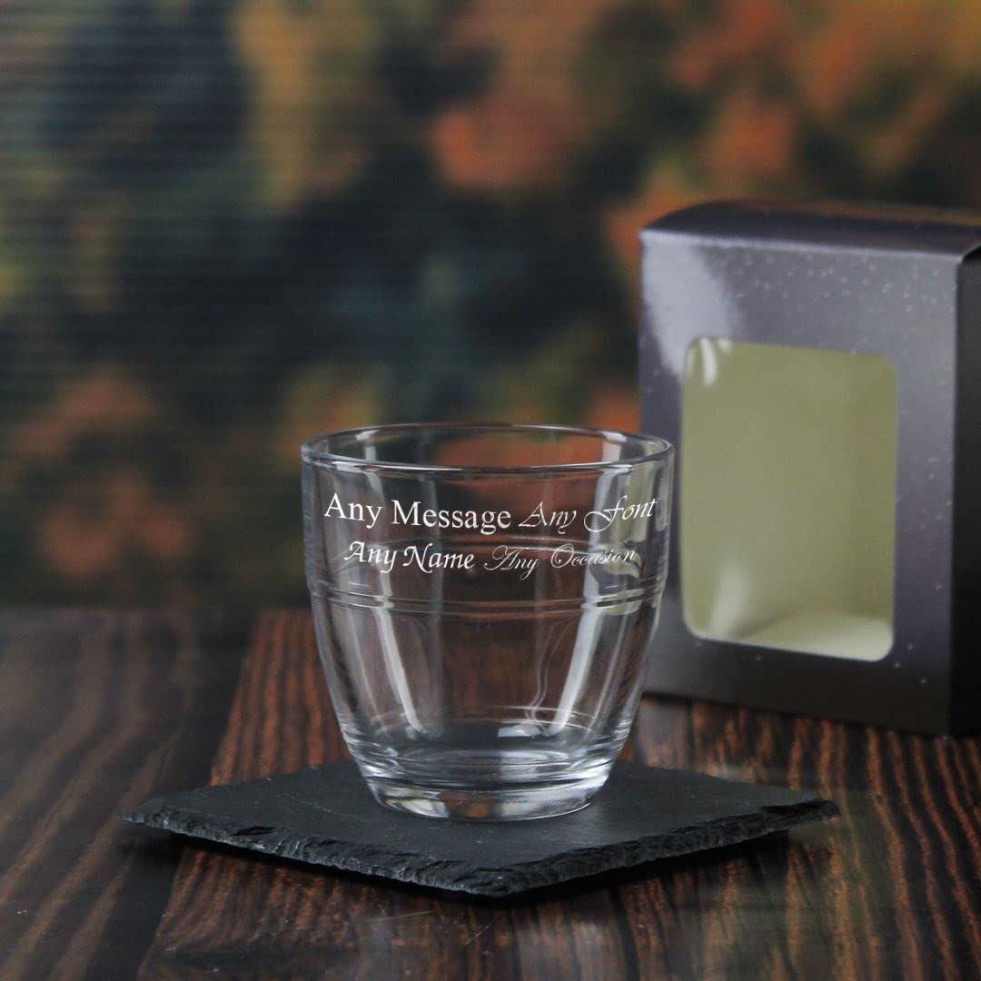Vaso apilable curvo grabado personalizado de 160 ml con caja de regalo