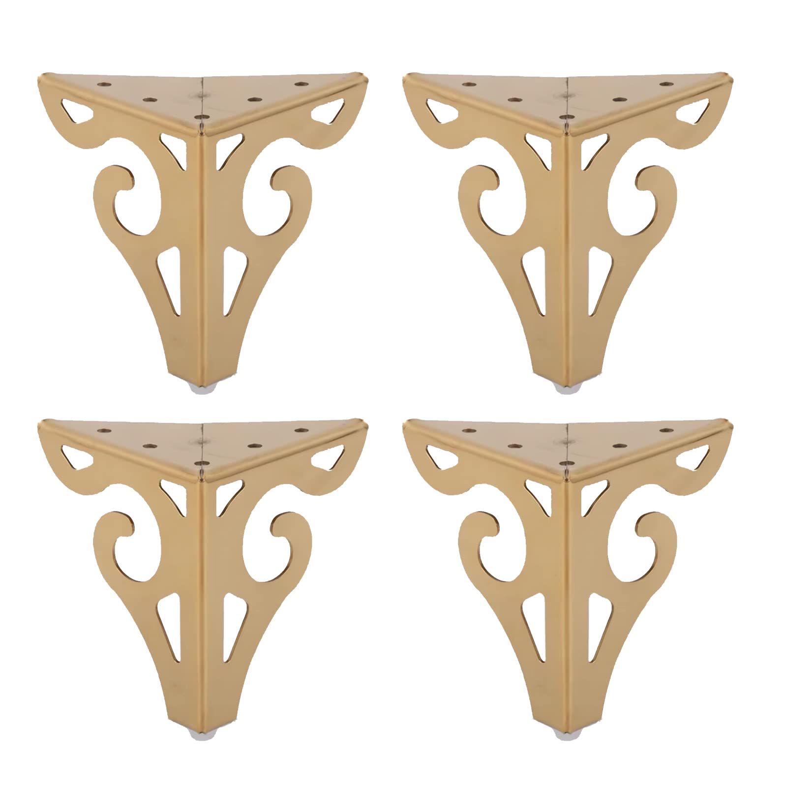 Set van 4 metalen driehoekige bankpoten roestvrij stalen tafelpoten meubelsteunpoten DIY vervanging voor kast TV-standaard kast bank poef, met schroeven, goud (150 mm (5,9 inch