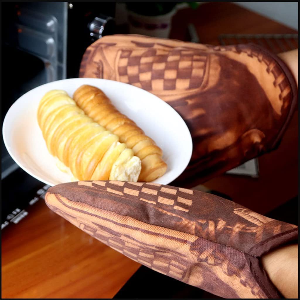 Gants de Cuisine Gants De Four en Coton Épais Isolation Thermique Mignonne Haute Température Et Anti-brûlure pour Four À Micro-Ondes Domestique, 2 Pièces Manique(Skeleton Gloves)
