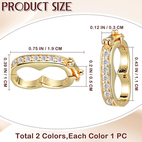 ARTIBETTER 2Pcs Necklace Shortener Clasps Pearl Lock Chain Jewelry Clasps Connectors for Necklaces and Bracelets Jewelry Making Supplies