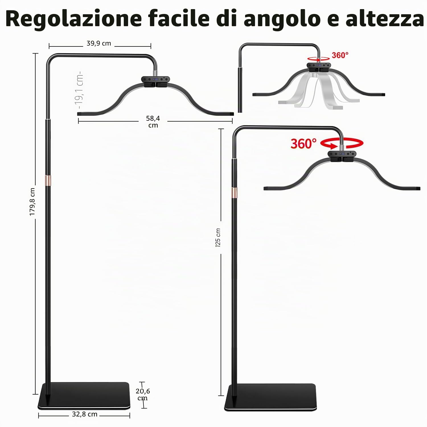 Nuvole Lampada Estetista Lampada per Extension Ciglia con Supporto per Telefono, Tatuatore, Onicotecnica – Luce Anulare LED Fredda-Luce Calda con Luminosità e Altezza Regolabili Lampad Estetista