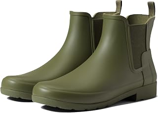 Refined Chelsea Rain Boots for Women - Rubber Upper with Elastic Side Gussets, Round Toe Design, and Textile Lining