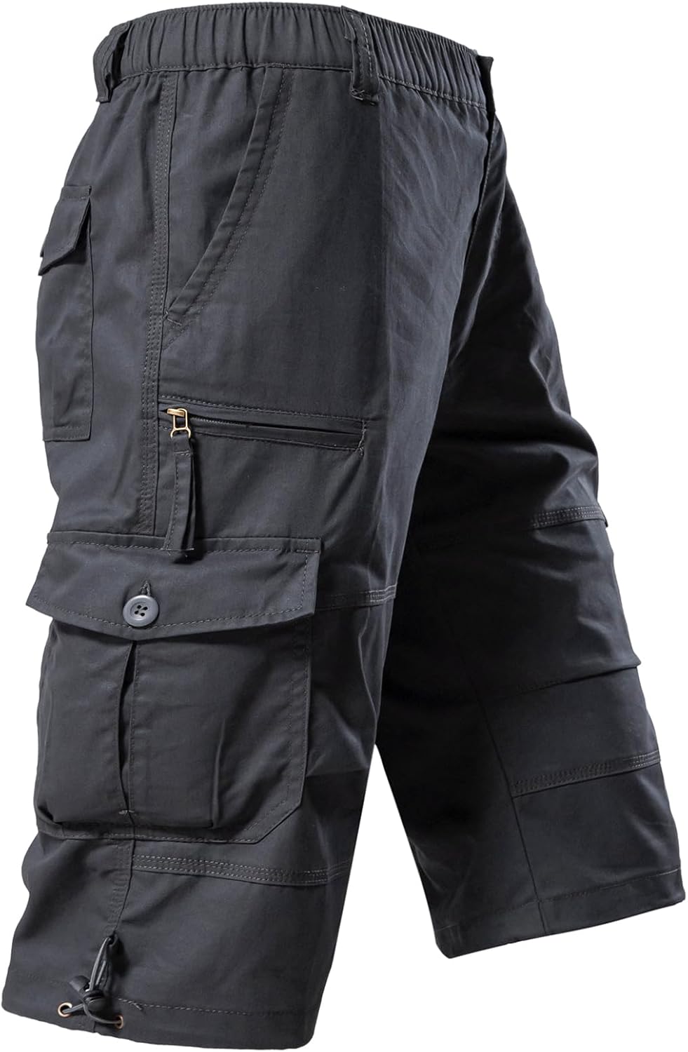 Mylldey Men's Cargo Shorts 3/4 Relaxed Fit Mens Running Shorts 7 Pockets Elastic Waist Cotton Hiking Shorts - Image 2