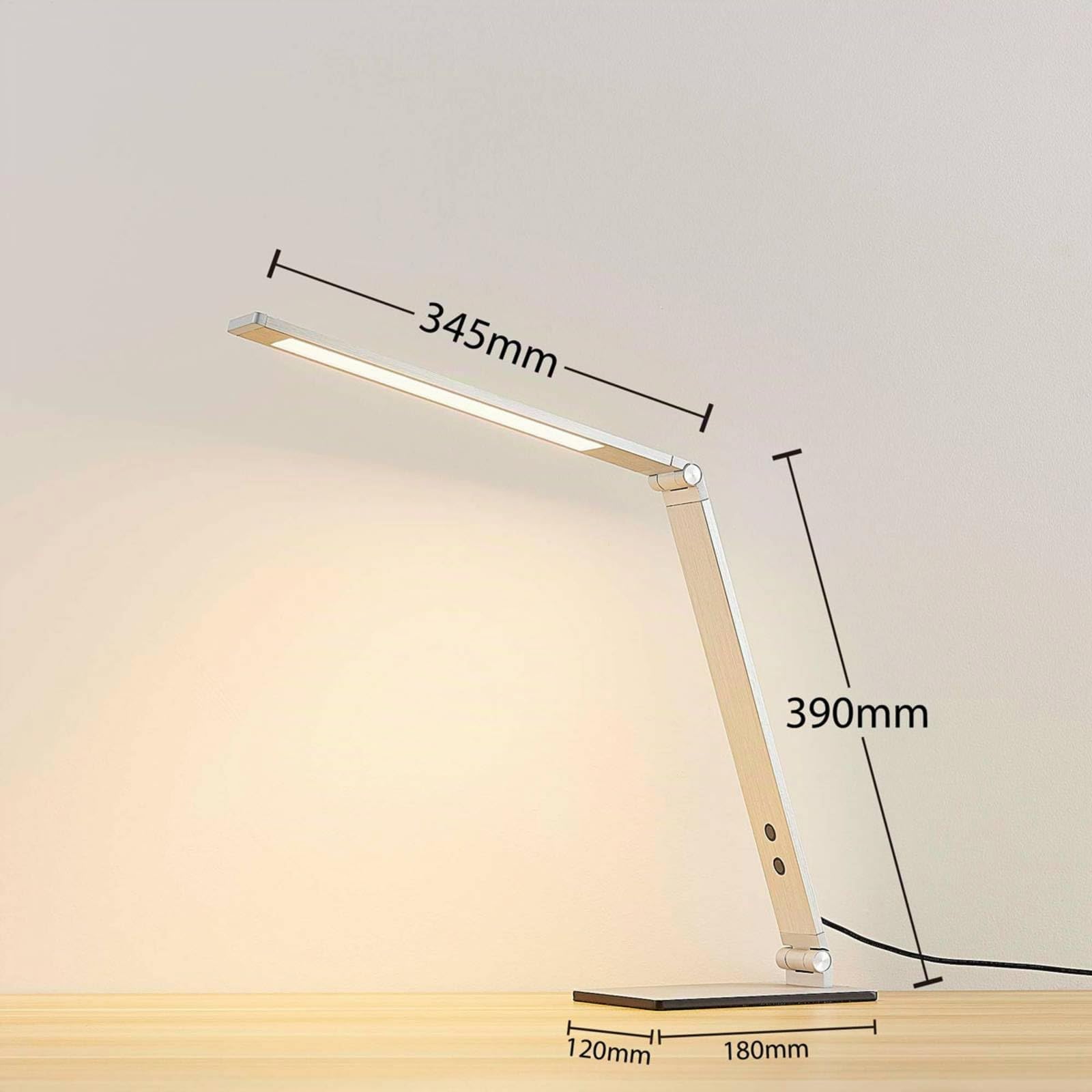 Lucande LED Tischlampe Nicano dimmbar (Modern) in Alu aus Aluminium (1 flammig,) - Tischleuchte Schreibtischlampe Nachttischlampe Arbeitszimmerleuchte