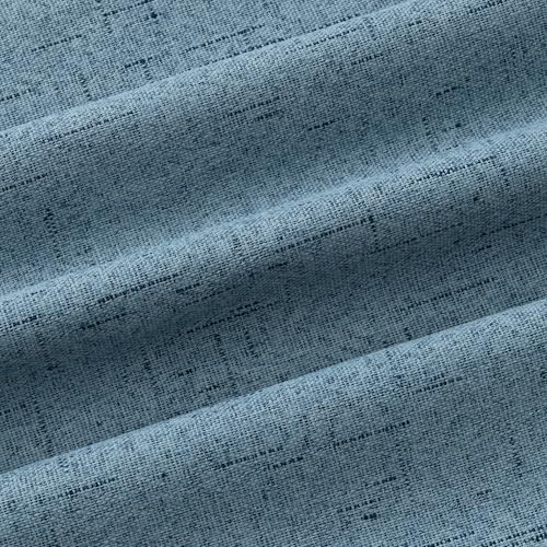 Image of 100% Blackout Linen Textured Curtains for Bedroom Full Light Blocking Room Darkening Bronze Grommet Window Drapes Thermal Insulated Energy Efficient Home Decor 52x102 Stone Blue (2 Panels)