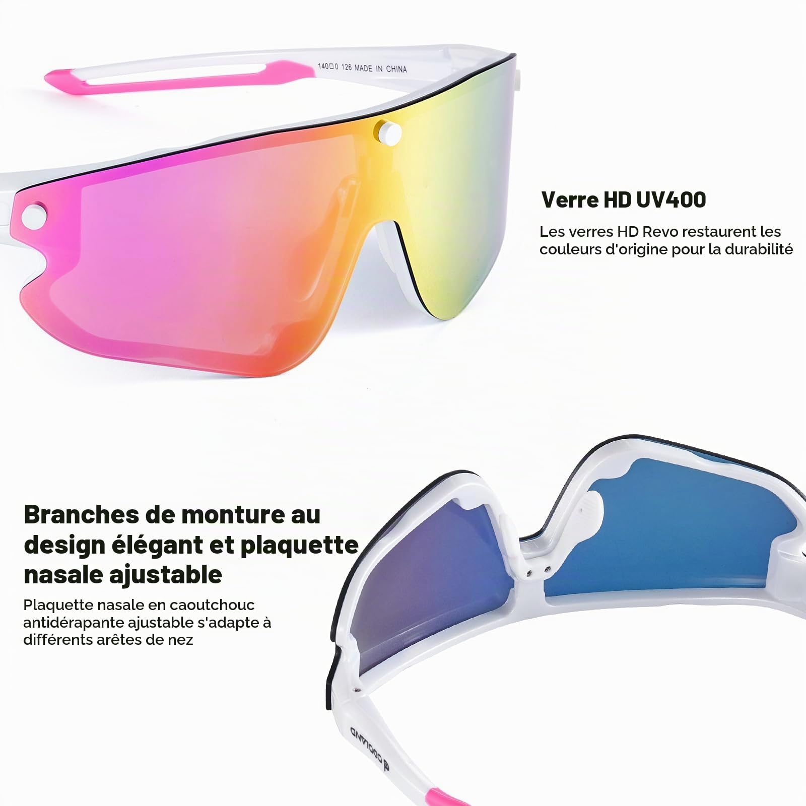 Odoland Lunettes de Cyclisme Lentilles Magnétiques de Couleur Plaqué avec Lentilles Grises Polarisées et Lentilles de Vision Nocturne Remplaçables pour Cyclisme Conduite Randonneé Homme Femme Adulte