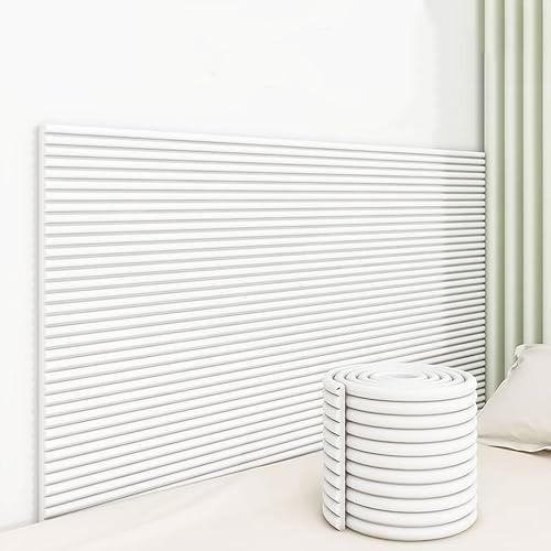 Aocet 7.9" x 78.7" Padded Wall Panels for Kids, Upholstered Wall Panels Self-Adhesive, Anti-Collision Wall Padding Wall Cushion for Bedroom/Playroom/Headboard(White) - White