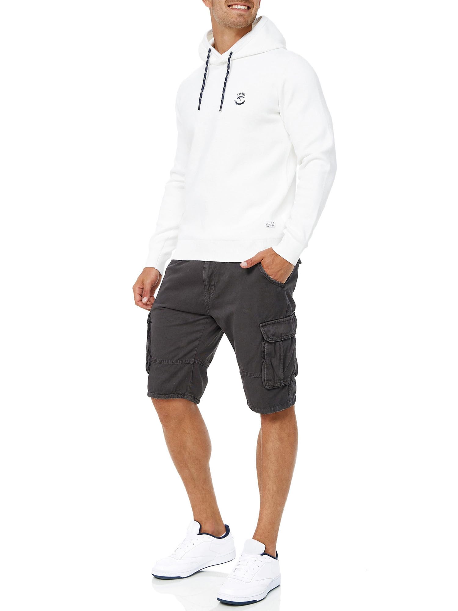 Indicode Herren Monroe Cargo-Shorts mit Gürtel | Bermuda Sommerhose aus Baumwolle für Männer