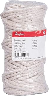 Rayher 4200402 Cuerda de yute natural de 6 cabos, color blanco, 6mm, 35 m largo
