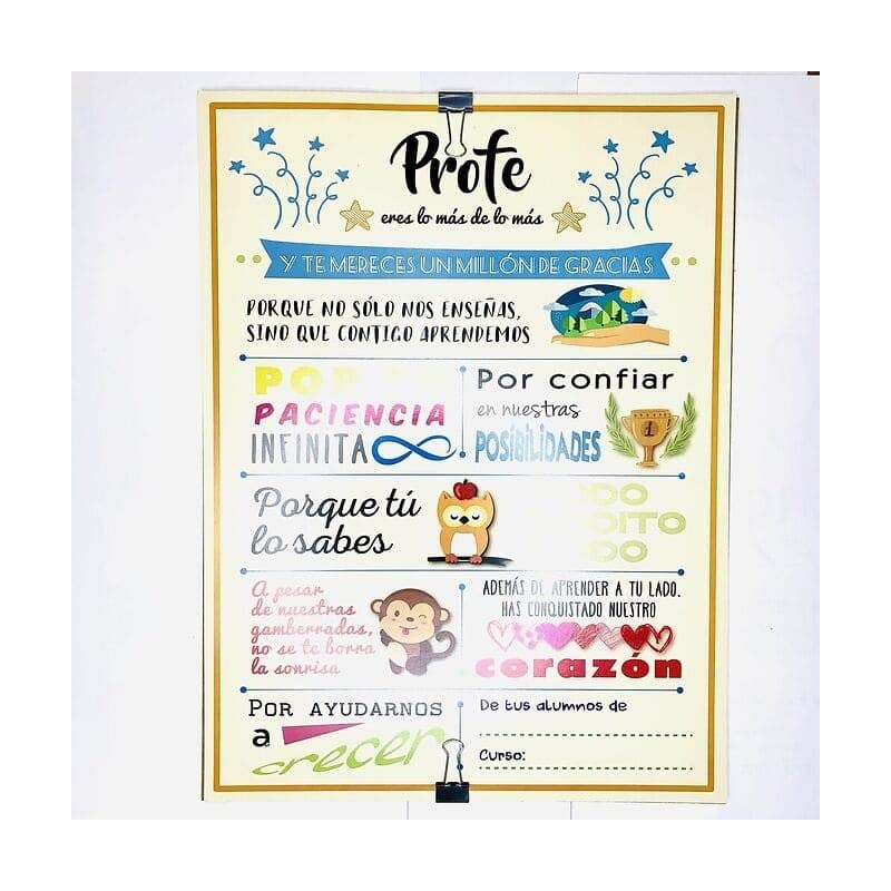 Antracita Póster Regalo para Profesores – Lámina de Agradecimiento | Espacio para Firmas de Alumnos, Fin de Curso