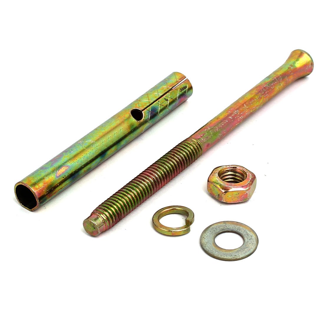 Aexit M8x110mm Zinc Fastener Plated Sleeve Anchor Expansion Bolt Bronze Tone 4pcs Model:17as441qo357