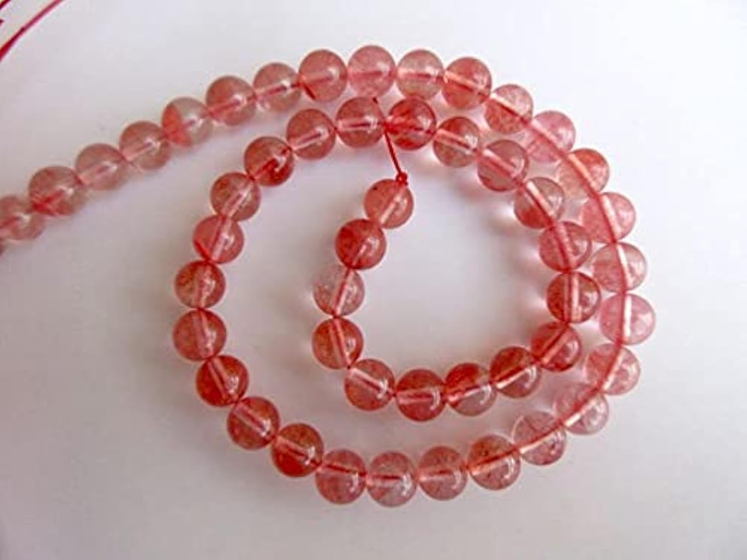 Quartz cerise perles 8mm fil de 15 pouces de perles rondes lisses pour mala