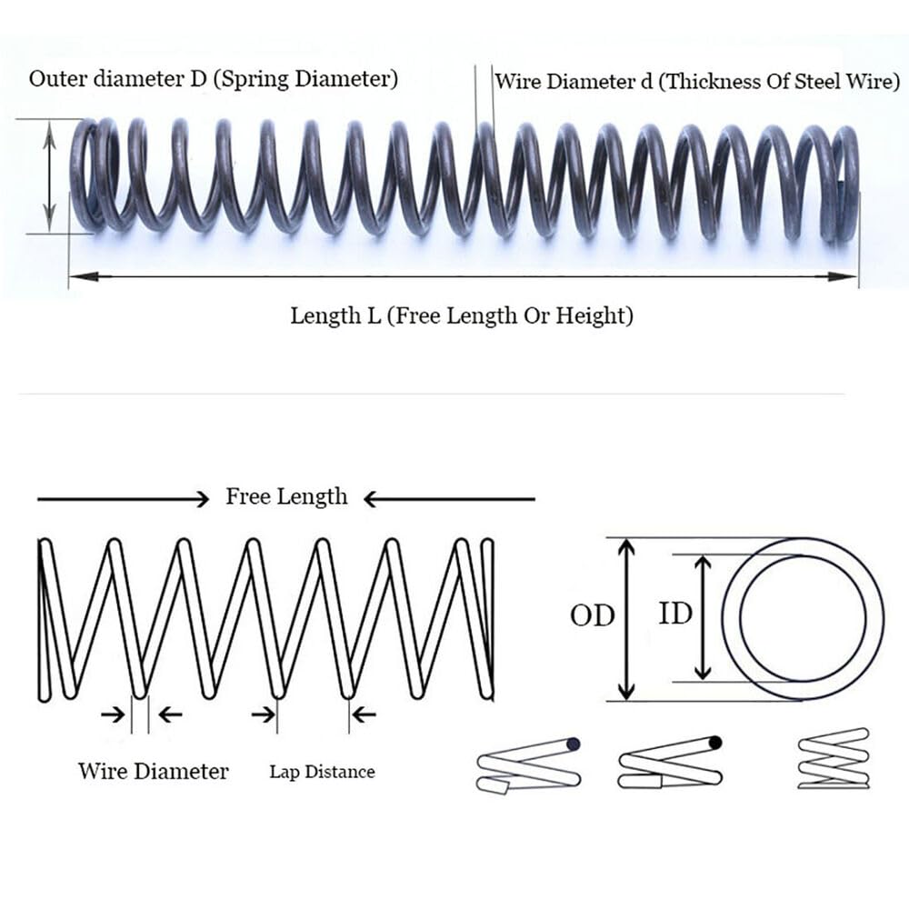 Ressort de compression de haute qualité, longueur 305 mm, diamètre du fil 0,3 à 6 mm, diamètre extérieur 3 à 50 mm.(Wire Dia5mmxOD-40mm)