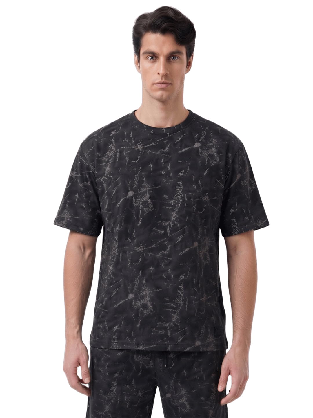 Status Quo Black Abstract Printed Co-ord Set