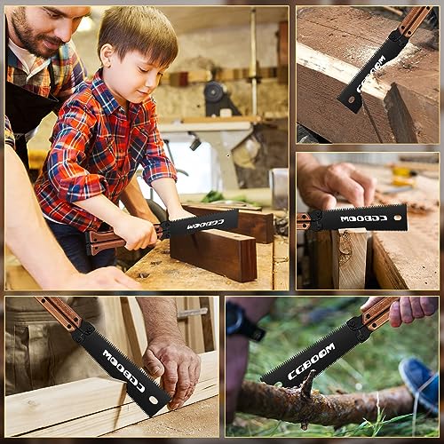 Japansäge Klappbar, GBOOM Zugsäge mit Austauschbaren Sägeblättern, Japansäge Handsäge aus SK5-Legierung mit Beidseitig Unterschiedlicher Verzahnung für Holz PVC Äste Kunststoff