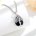 AEONSLOVE Collier arbre de vie avec cristal pour les femmes, Améthyste/Obsidienne/Turquoise/Moonstone/Bijoux en cristal pour femmes