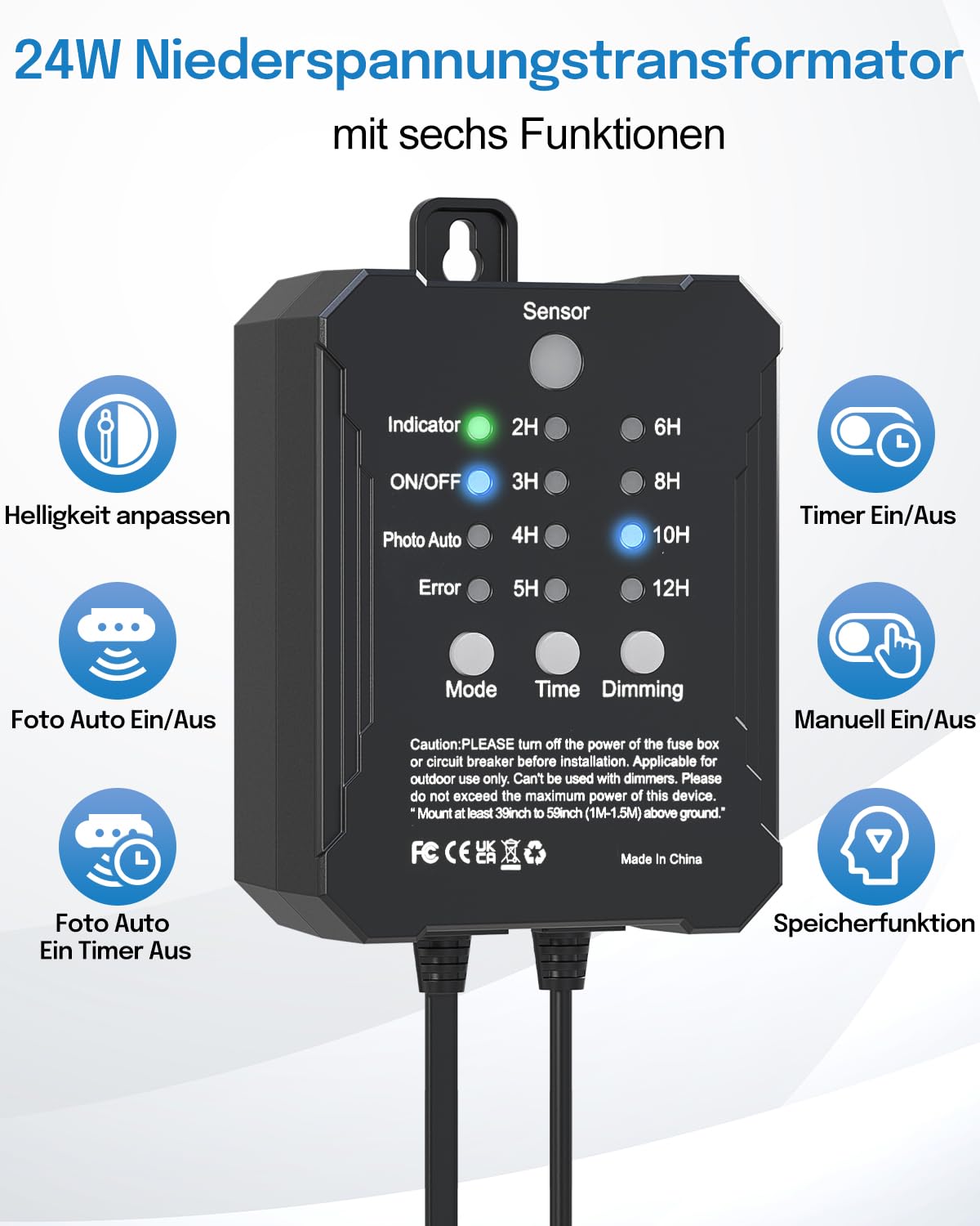 HIBOITEC Dimmable Garden Lights Mains Powered, Dust to Down Sensor & Timmer Garden Spotlight - Image 3