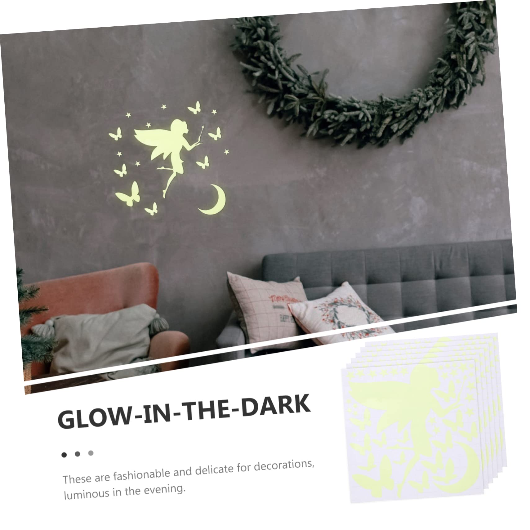 Abaodam 30hojas Pegatinas De Pared Luminosa De Hadas Decoración De Pared Adhesiva Para Efecto Brillante La Oscuridad Para Habitaciones Infantiles y Guarderías
