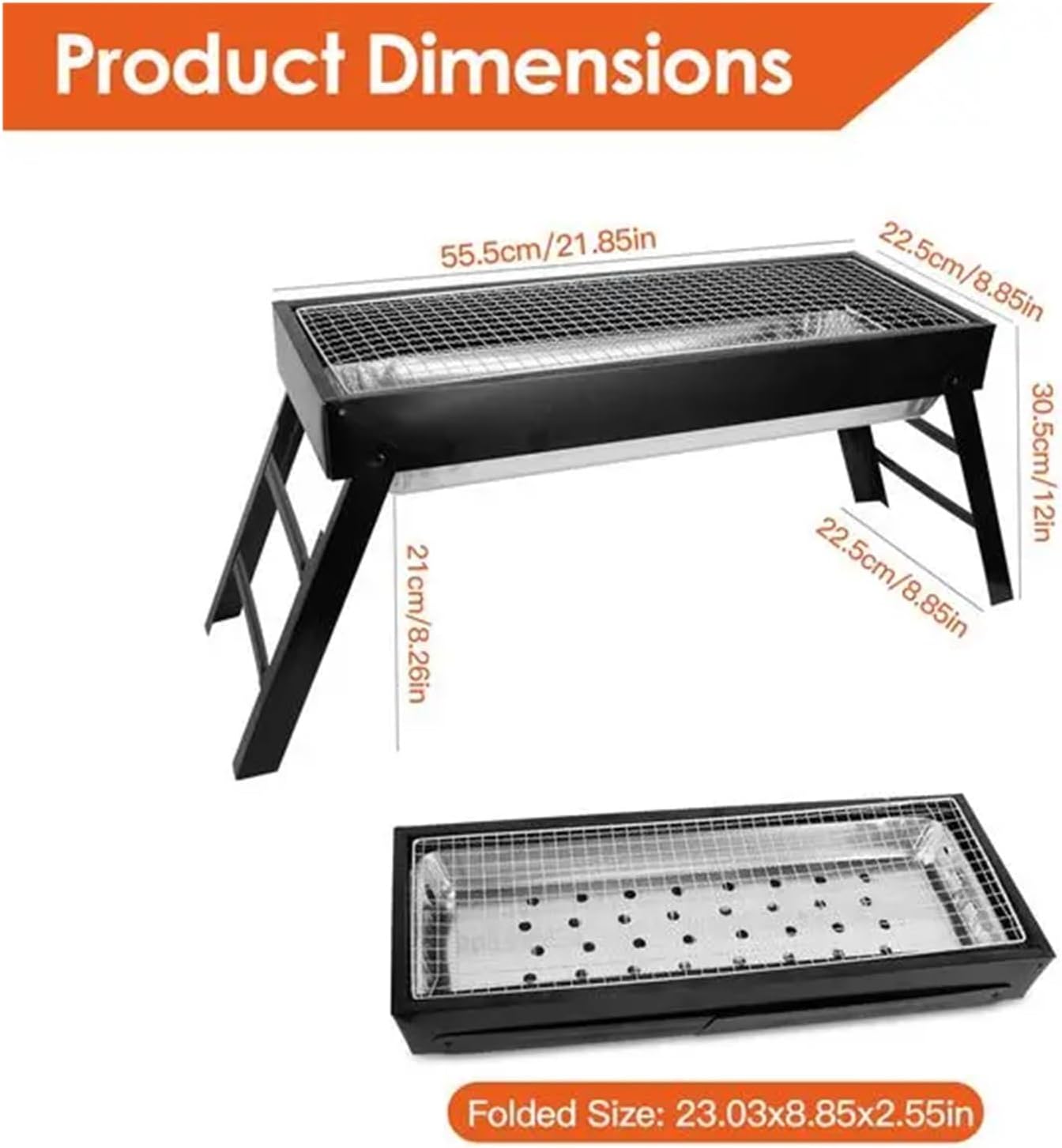 Foldable Charcoal BBQ Grill Stainless Steel Grill Net Easy Setup Portable Tabletop Barbecue Grill Camping Picnic Outdoor Par