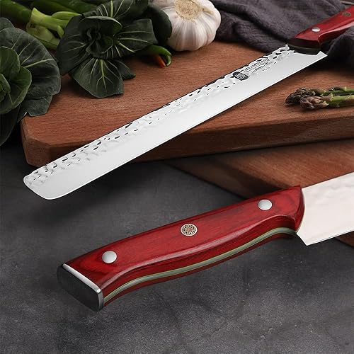 Miniatura 9 de VG10 - Cuchillo para cortar carne, cuchillo japonés de 16 pulgadas, ultraafilado, forjado de acero inoxidable de alto carbono, cuchillo de pechuga