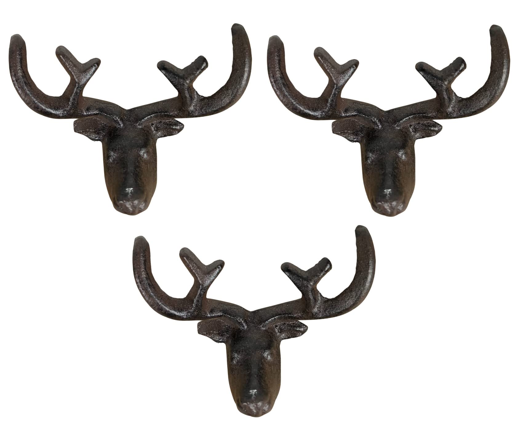 Classic Home Store Cast Iron Novelty Door or Drawer Handles & Optional Mounting Bolt (3 Stag Heads)