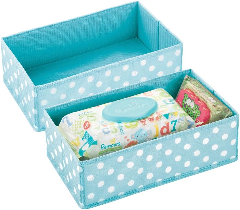 mDesign Set of 2 Storage Boxes for Children's Room or Bathroom Foldable Nursery Storage Box