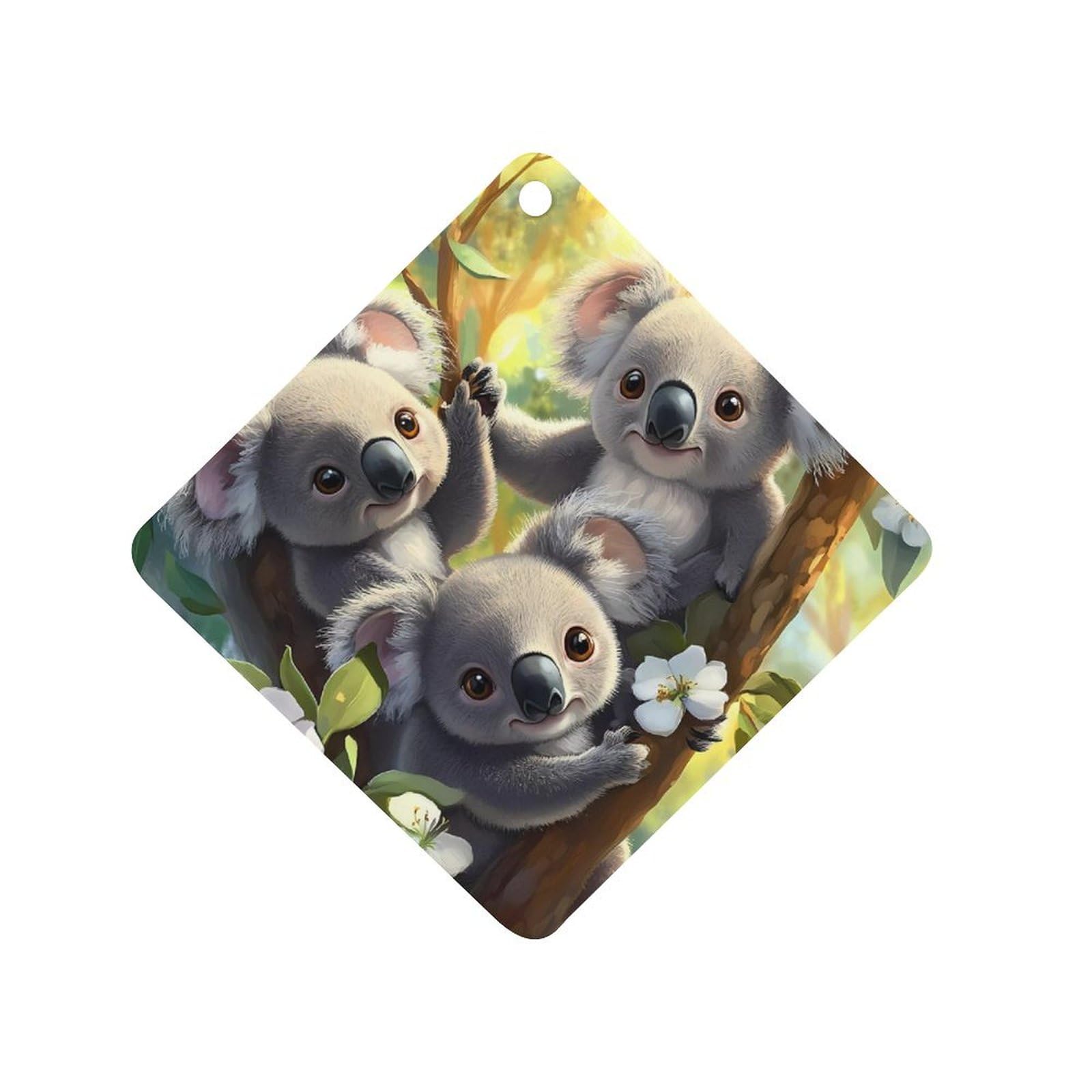 Cute Koala Bears Car Air Freshener Hanging Aromatherapy Tablets for Car Accessories Rhombus