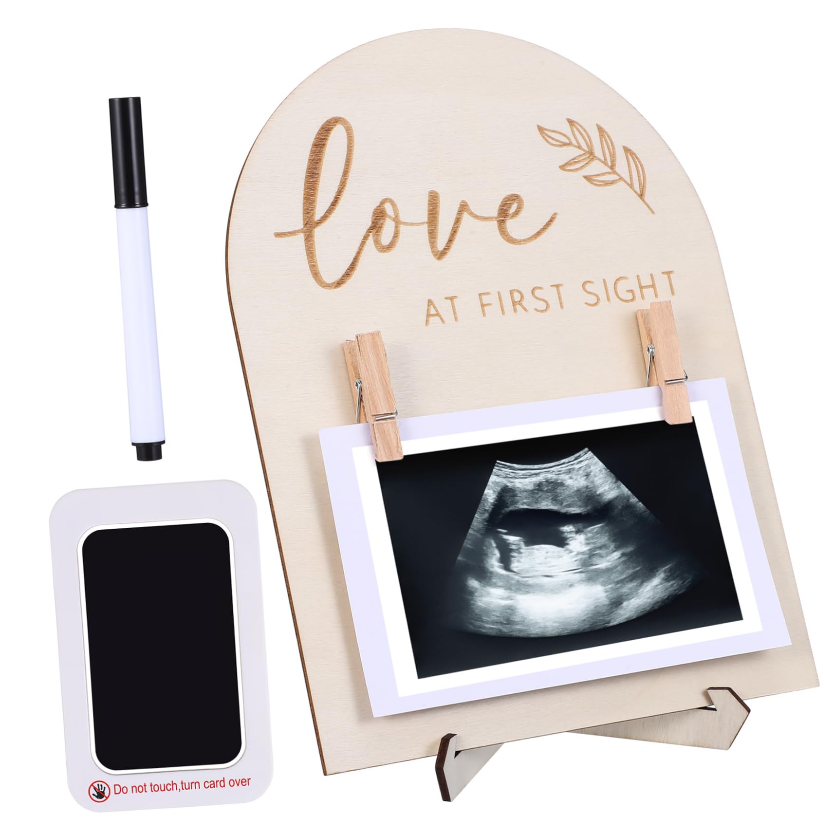 Garneck Baby Shower Wooden Sonogram Frame Photo Display for Baby Keepsake Nursery Decor Easy to Use